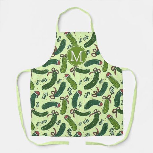 Eigenzinnig feestelijk kerstaugurken patroon schort (Voorkant)