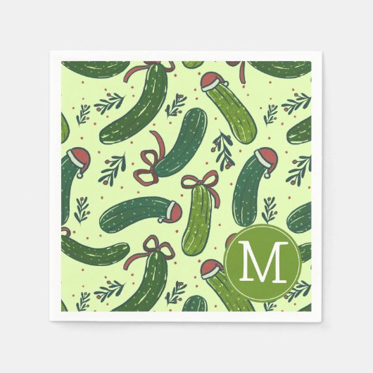 Eigenzinnig feestelijk kerstaugurken patroon servet (Voorkant)
