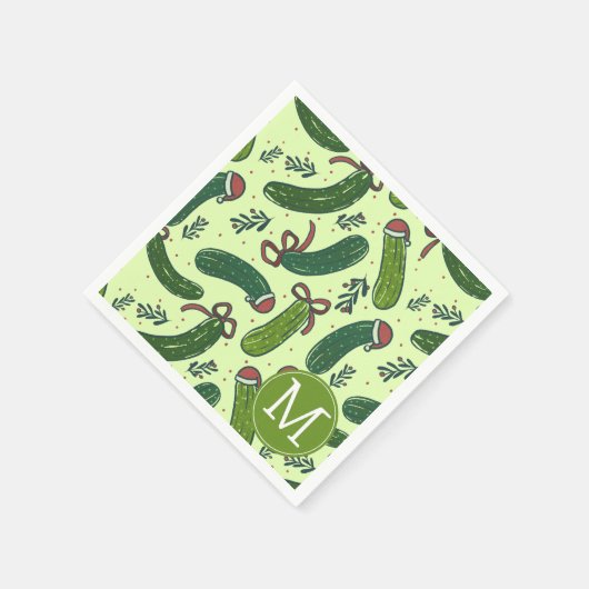Eigenzinnig feestelijk kerstaugurken patroon servet (Hoek)