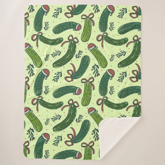 Eigenzinnig feestelijk kerstaugurken patroon sherpa deken (Voorkant)