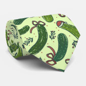 Eigenzinnig feestelijk kerstaugurken patroon stropdas (Opgerold)