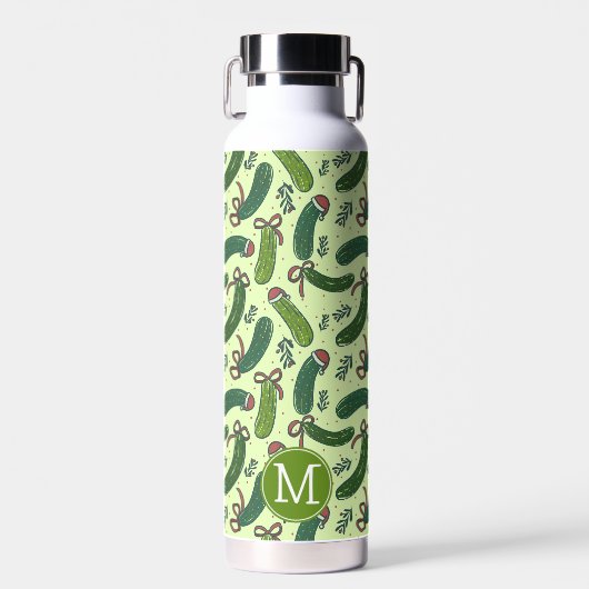 Eigenzinnig feestelijk kerstaugurken patroon waterfles (Voorkant)