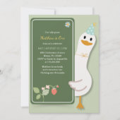 Eigenzinnig Gekke Gans Kinder 1e Verjaardagsfeestj Kaart (Voorkant)