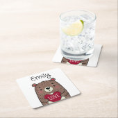 Eigenzinnig, grillig Beer met harttekening Kartonnen Onderzetters (Insitu)