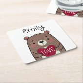 Eigenzinnig, grillig Beer met harttekening Kartonnen Onderzetters (Schuin)