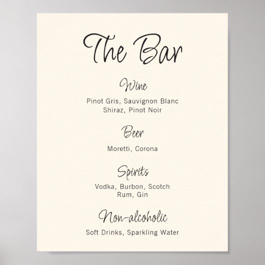 Eigenzinnig Handgeschreven Bruiloft Bar Menu Poster (Voorkant)
