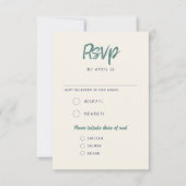 Eigenzinnig Handschrift Groen Blauw Retro Bruiloft RSVP Kaartje (Voorkant)
