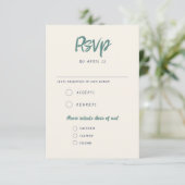 Eigenzinnig Handschrift Groen Blauw Retro Bruiloft RSVP Kaartje (Staand voorkant)