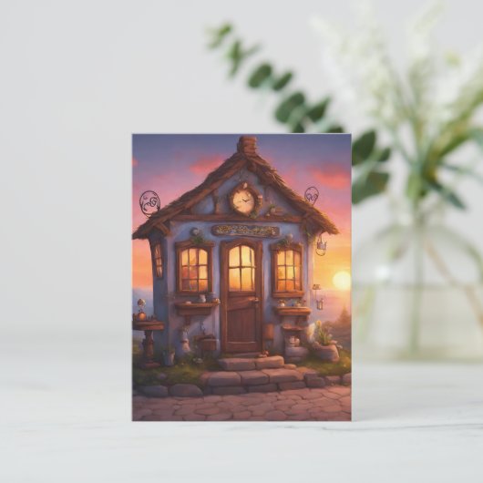 eigenzinnig huisje briefkaart (Staand voorkant)