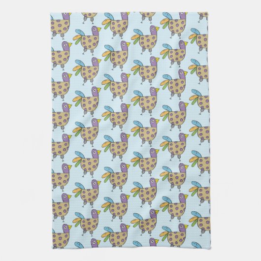 eigenzinnig kip doedel patroon theedoek (Verticaal)