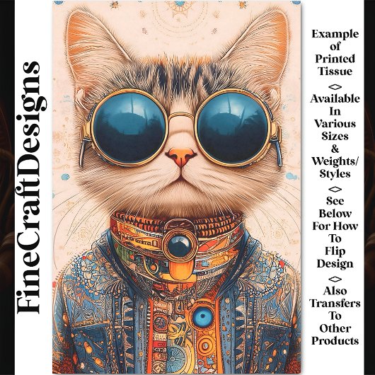 Eigenzinnig Leuk Cool & Schattige Cyberpunk Cat BC Tissuepapier