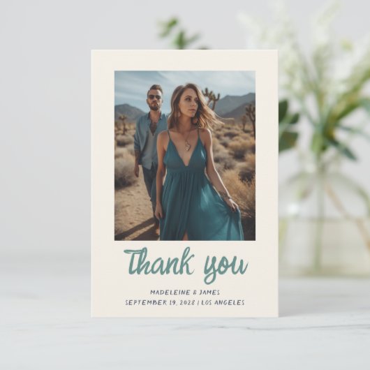 Eigenzinnig Leuk Groen Handschrift Script Bruiloft Bedankkaart (Staand voorkant)