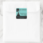 eigenzinnig leuk nieuw adres turquoise vierkante sticker (Tas)
