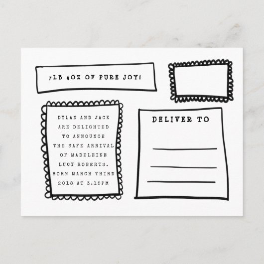 eigenzinnig lijst aankondigingskaart (Achterkant)