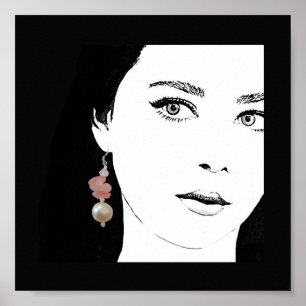 Eigenzinnig meisje gezicht mode illustratie beelde poster