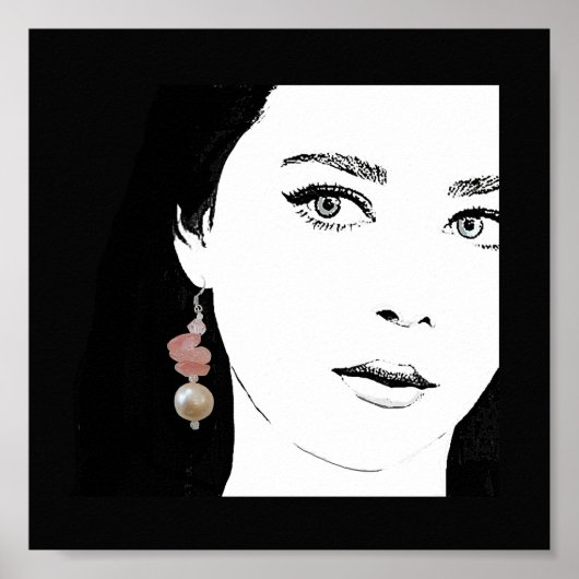 Eigenzinnig meisje gezicht mode illustratie beelde poster (Voorkant)