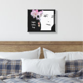 Eigenzinnig  meisje gezicht mode illustratie kunst canvas afdruk (Insitu (Slaapkamer))
