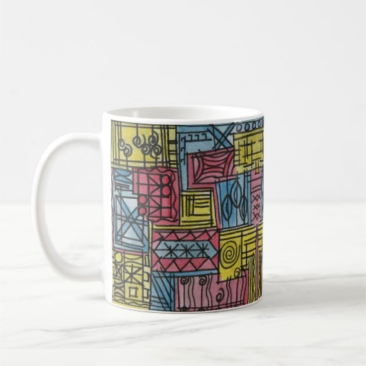 Eigenzinnig-modern Bauhaus geometrisch patroon Koffiemok (Links)