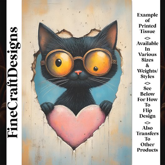 Eigenzinnig Steampunk Kitten + Roze Hart AP8 Decou Tissuepapier