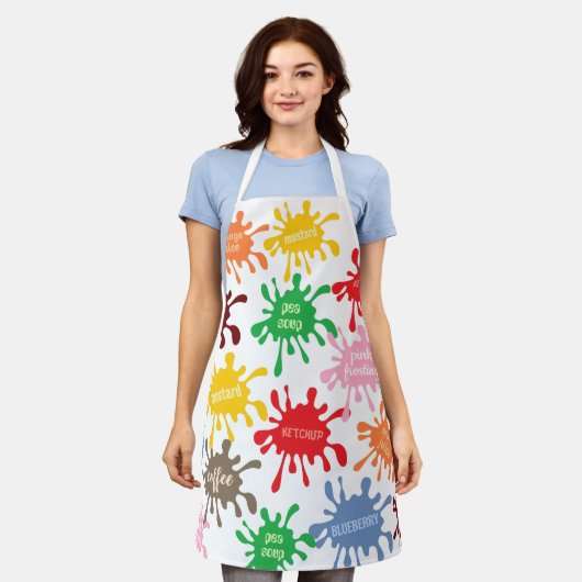 Eigenzinnig voedsel morst kleurrijk patroon schort (Gedragen)