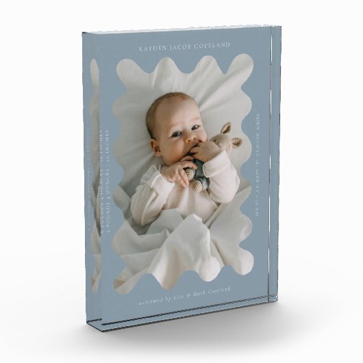 Eigenzinnig Wavy Lijst Pasgeboren Keepsake Blue Fotoblokken (Links)