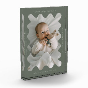 Eigenzinnig Wavy Lijst Pasgeboren Keepsake Groen Fotoblokken