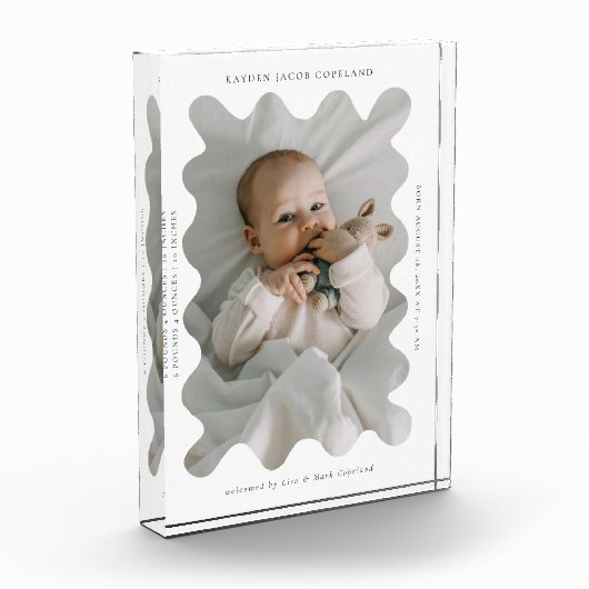 Eigenzinnig Wavy Lijst Pasgeboren Keepsake White Fotoblokken (Links)