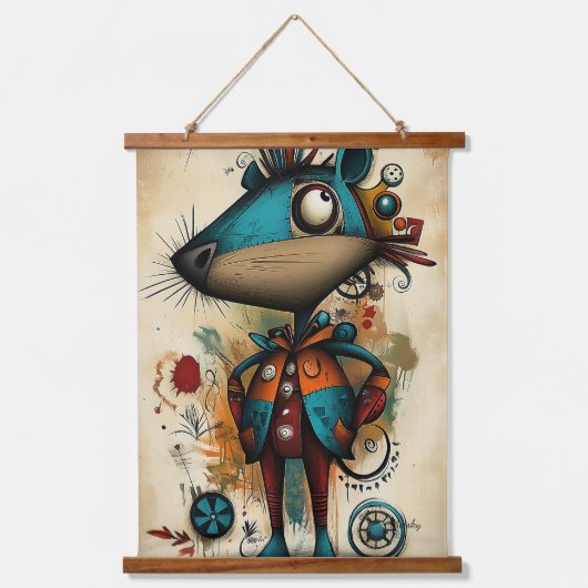 Eigenzinnige Abstracte Capybara Art Hangend Wandkleed (Voorkant)