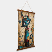Eigenzinnige Abstracte Cat Character Art Hangend Wandkleed (Gebogen)