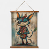 Eigenzinnige Abstracte Dog Character Art Hangend Wandkleed (Voorkant)