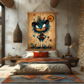 Eigenzinnige Abstracte Lion Character Art Hangend Wandkleed