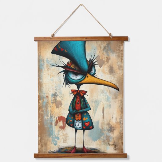 Eigenzinnige Abstracte Penguin Character Art Hangend Wandkleed (Voorkant)