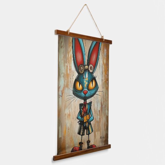 Eigenzinnige Abstracte Rabbit Character Art Hangend Wandkleed (Gebogen)