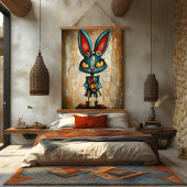 Eigenzinnige Abstracte Rabbit Character Art Hangend Wandkleed