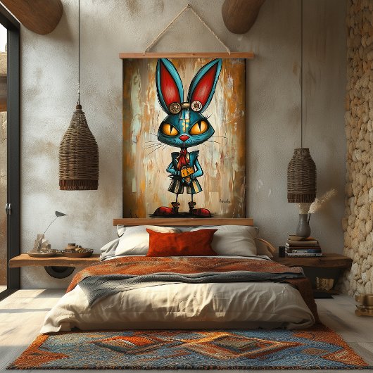 Eigenzinnige Abstracte Rabbit Character Art Hangend Wandkleed