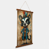 Eigenzinnige Abstracte Raccoon Character Art Hangend Wandkleed (Gebogen)