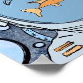 Eigenzinnige Abstracte Vis Astronaut in Space Post Poster (Hoek)