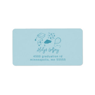 Eigenzinnige Afstuderen iconen blauw retouradres Etiket