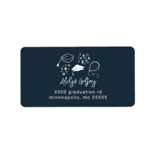 Eigenzinnige Afstuderen Iconen Navy Blue Return Ad Etiket