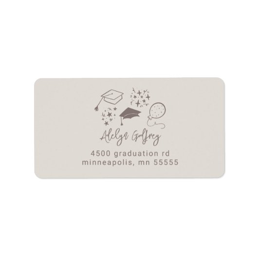 Eigenzinnige Afstuderen iconen Sandy Beige Retoura Etiket (Voorkant)
