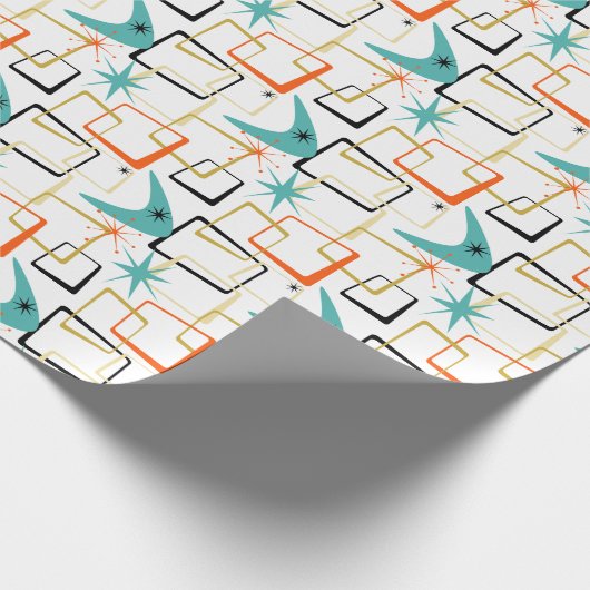 Eigenzinnige Atoomsterren Boomerang Pleinen Midden Cadeaupapier (Hoek)