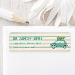  eigenzinnige auto truck boom kerstadres etiket