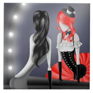 Eigenzinnige Ballerina & Danser reflectie Rood Tegeltje