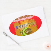 Eigenzinnige Bee Art Print Ovale Sticker (Envelop)