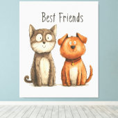 Eigenzinnige "Beste Vrienden" Wall Art Canvas Afdruk (Insitu (Houten vloer))