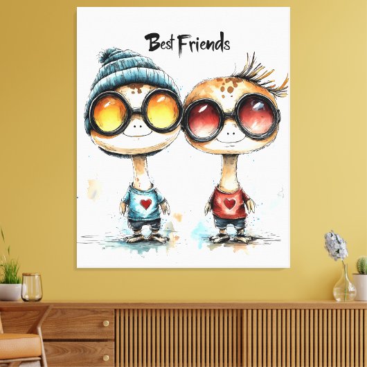 Eigenzinnige "Beste Vrienden" Wall Art Canvas Afdruk (Insitu (Woonkamer))