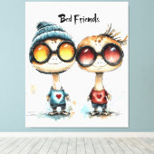 Eigenzinnige "Beste Vrienden" Wall Art Canvas Afdruk (Insitu (Houten vloer))