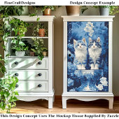 Eigenzinnige Blauw & Witte Kittens, Bloemen CP7 De Tissuepapier