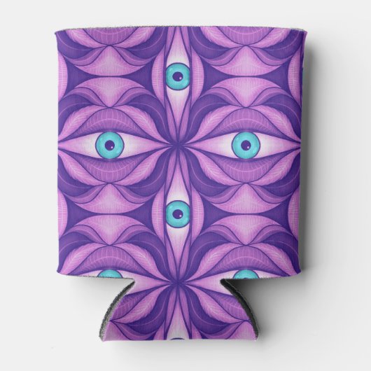 Eigenzinnige blauwe ogen in een mystiek Paarse pat Blikjeskoeler (Voorkant)