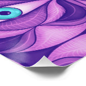 Eigenzinnige blauwe ogen in een mystiek Paarse pat Perfect Poster (Hoek)